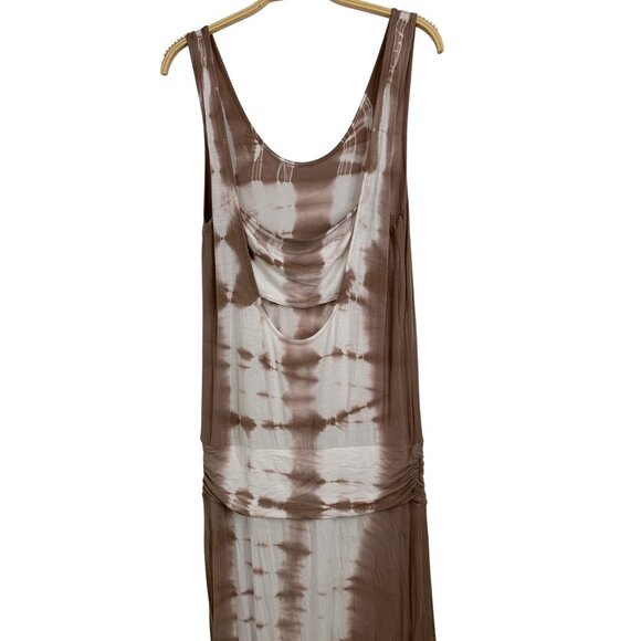 Venus Tie-Dye Maxi Dress Scoop Tank Slit Ruched Belt Cut Out Taupe M RDD10480 - Picture 7 of 9